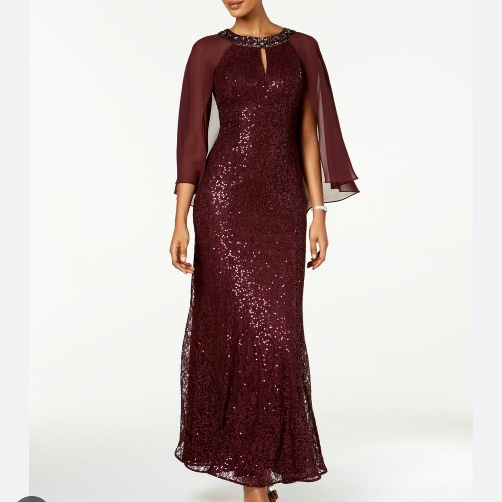 SLMY Purple Beaded Sequin Formal Dress